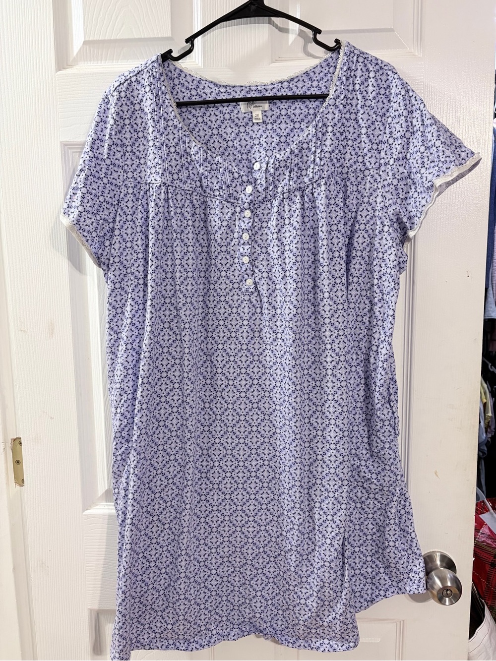 Aria Collection 2X Blue Floral Babydoll Nightgown Sleep Dress